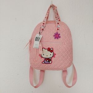 Vera Bradley x Hello Kitty Mini Backpack in the Strawberry and Pink Gingham patt